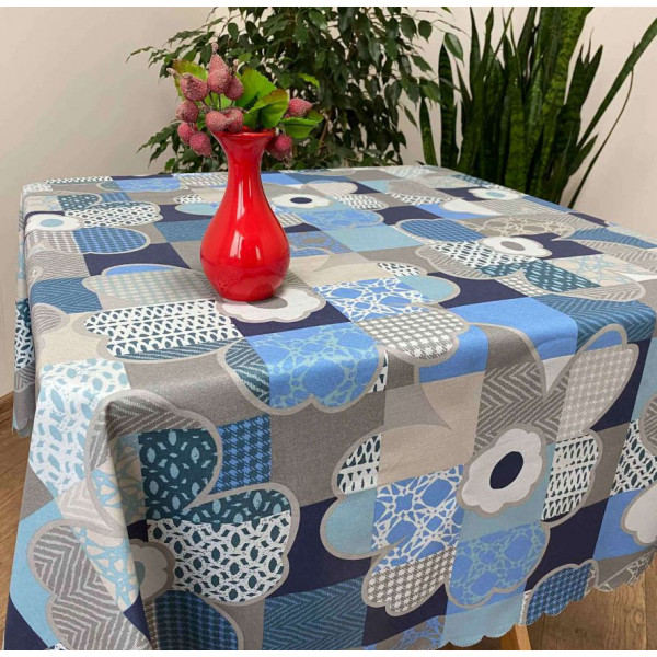 Фото - Скатертина квадратна Прованс 140х140см Сині квіти (012729)