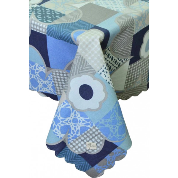 Фото - Скатертина квадратна Прованс 140х140см Сині квіти (012729)