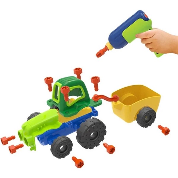 Фото - Пластиковый конструктор Edu-Toys Трактор с инструментами 29 деталей (JS030)