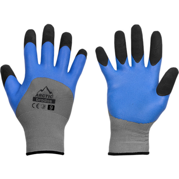 Фото - Перчатки садовые BRADAS Artic с латексным покрытием размер 9 12 пар Серые с синим (RWA9)