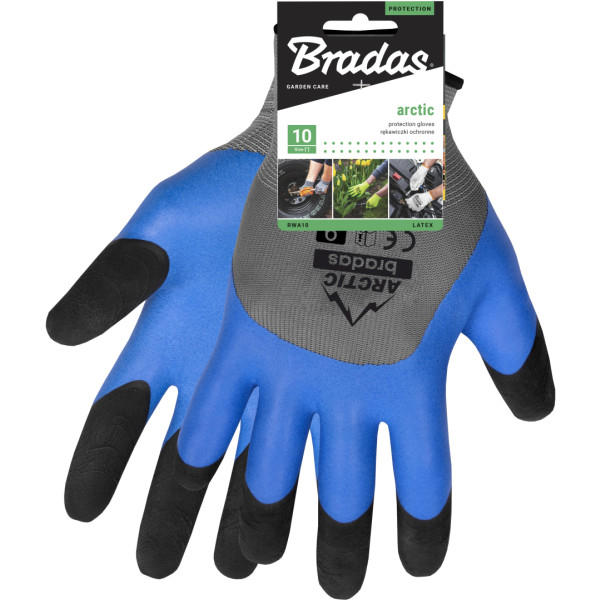 Фото - Перчатки садовые BRADAS Artic с латексным покрытием размер 9 12 пар Серые с синим (RWA9)