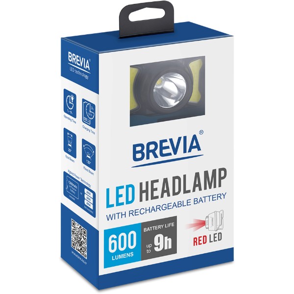 Фото - Фонарь налобный Brevia 550Lm, 3W CREE XPG+COB, 1200mAh/3xAAA White/Red (14450ERBX1)