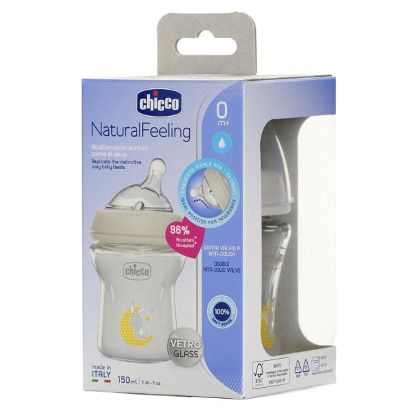 Фото - Пляшка для годування Chicco Natural Feeling 150 мл від 0 м повільний потік (81211.30)