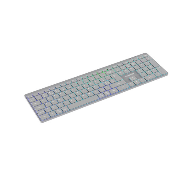 Фото - Клавіатура бездротова Canyon HKB-W11 Slim Dual Mode Wireless RGB EN/UA Grey (CNS-HBTK11G)