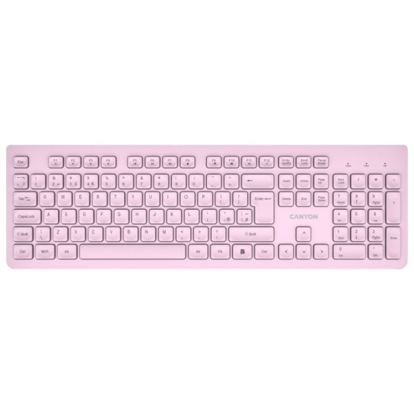 Фото - Клавиатура беспроводная Canyon HKB-W01 Wireless Silent EN/UA Pink (CNS-HKBW01P)
