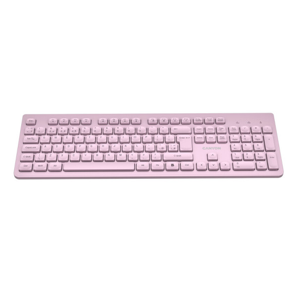 Фото - Клавиатура беспроводная Canyon HKB-W01 Wireless Silent EN/UA Pink (CNS-HKBW01P)