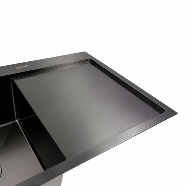 Фото - Мойка кухонная VALESO CM 78x50 L черная PVD Handmade (круглый сифон 3,0/0,8)