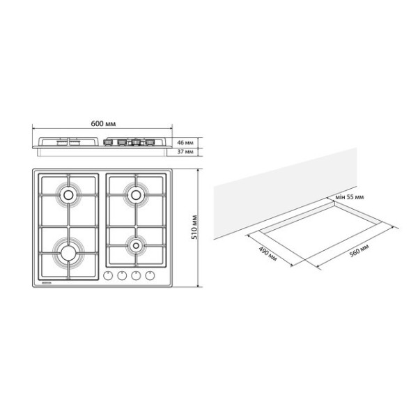 Фото - Варочная панель газовая ELEYUS SILVA 60 BL+RB CF