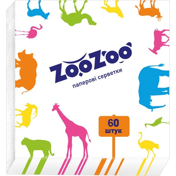 Фото - Серветки паперові ZooZoo белые 24*23 100 шт.