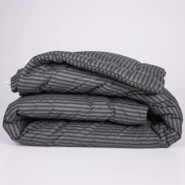 Фото - Одеяло демисезонное двуспальное евро MirSon антиаллергенное №143 Сolor Fun Line 17-0611 Stripe Black EcoSilk 200х220 + нав. 2 шт. (2200010852080)