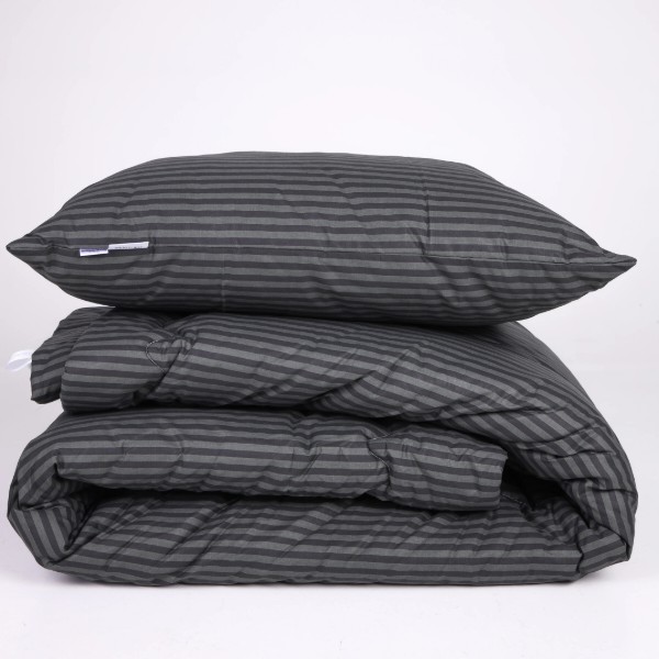 Фото - Одеяло зимнее двуспальное евро MirSon антиаллергенное №147 Сolor Fun Line 17-0611 Stripe Black Eco-Softt 200х220 + нав. 2 шт. (2200010852899)