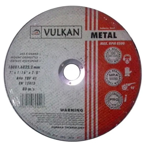 Фото - Круг отрезной по металлу Vulkan 180х1.6х22 мм UA (Vulkan1801622) Фото - Круг отрезной по металлу Vulkan 180х1.6х22 мм UA (Vulkan1801622)