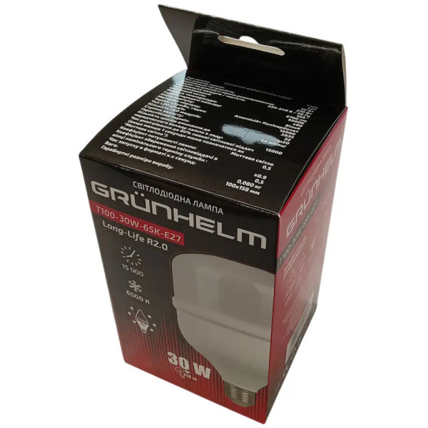 Фото - Лампочка светодиодная Grunhelm Long-Life R2.0 LED - T100-30W-65K-E27