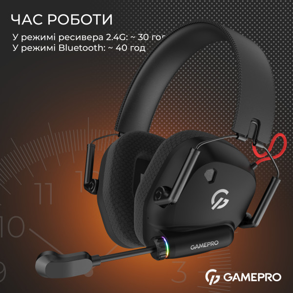 Фото - Гарнітура бездротова ігрова GamePro Genesis Mercury Pro (HSW120B)
