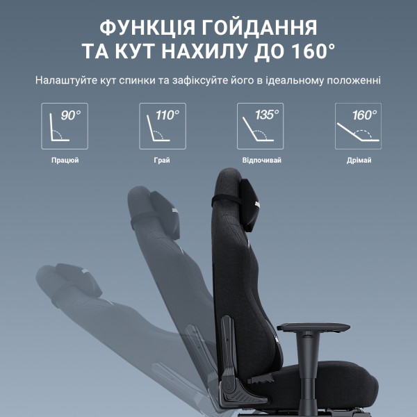 Фото - Крісло для геймерів Anda Seat Luna Pro Size L Black Fabric (AD18T-44-B-F)