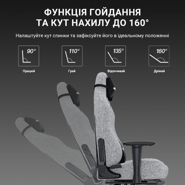 Фото - Кресло для геймеров Anda Seat Luna Pro Size L Gray Fabric (AD18T-44-G-F)