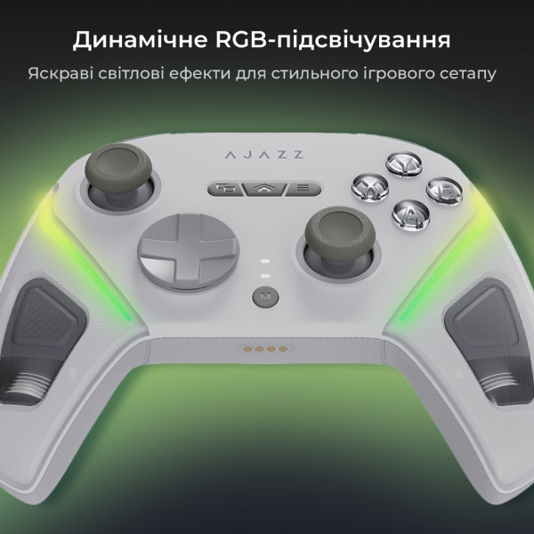 Фото - Геймпад Ajazz 2.4G/BT/USB (Switch/PC/iOS/Android) RGB White (GP100-W)