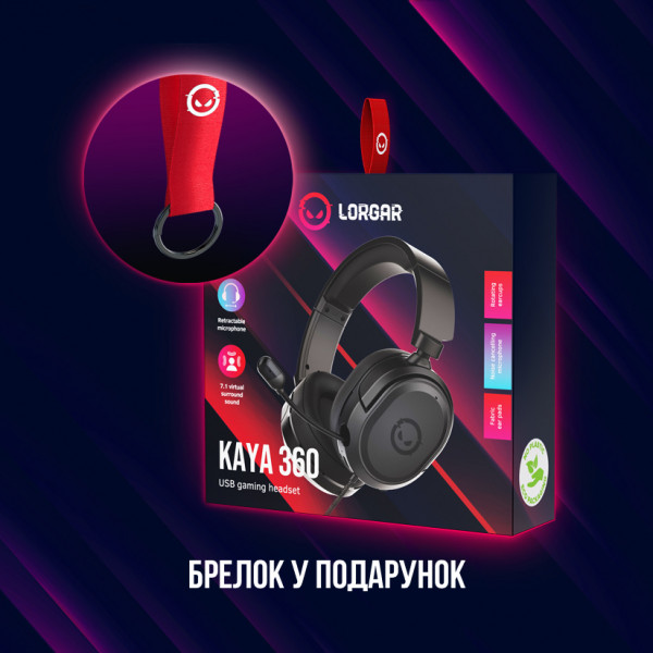 Фото - Гарнітура дротова ігрова Lorgar Kaya 360 Gaming 7.1 USB Black (LRG-GHS360)