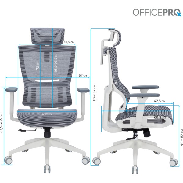 Фото - Крісло офісне OfficePro Elegant (OC660-W-DG-DG) White/Dark Gray