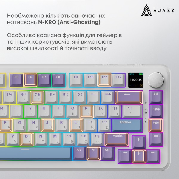 Фото - Клавіатура бездротова ігрова Ajazz AK820 MAX Magnetic switches (AK820MAX-M-PWB)