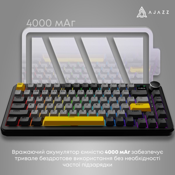 Фото - Клавіатура бездротова ігрова Ajazz AK820 MAX Magnetic switches (AK820MAX-M-BGY)
