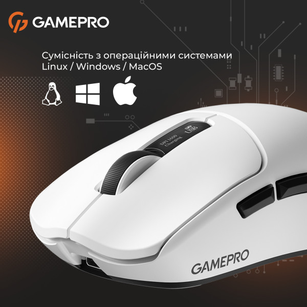 Фото - Миша бездротова ігрова GamePro Genesis Ranker Wireless White (GM012W)