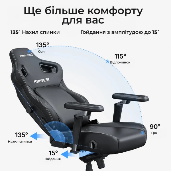 Фото - Крісло для геймерів Anda Seat Kaiser 4 V2 Size XL Black PVC (AD12YDDC-XLL-20-B-PV/C-03)