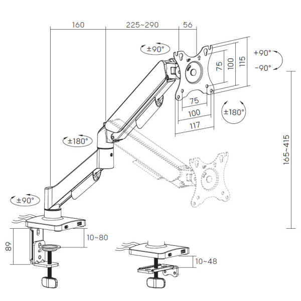 Фото - Кріплення настільне OfficePro MA431B 17-32" 2-9 кг Black