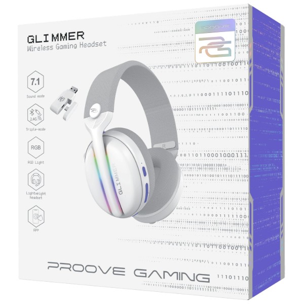 Фото - Гарнітура бездротова ігрова Proove Gaming Glimmer (APP) White/Purple (WHGL00022017)