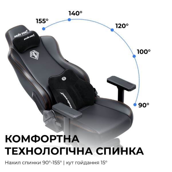 Фото - Крісло для геймерів Anda Seat Kaiser 3E XL Black PVC (AD23YC-XL-08-B-PV/C-B01)