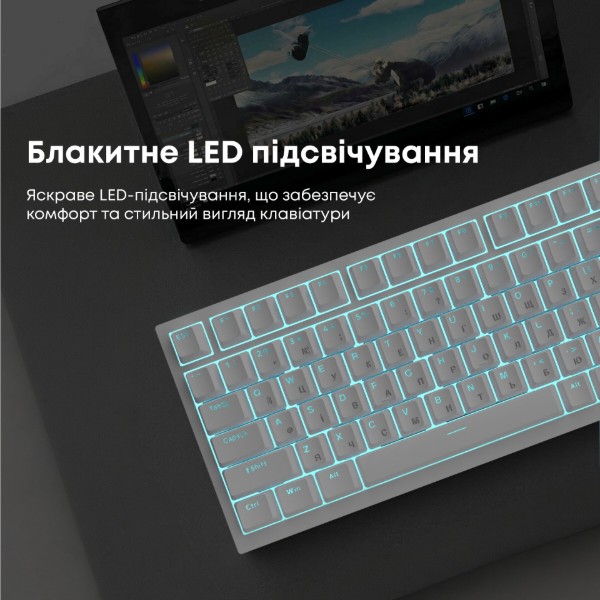Фото - Клавиатура проводная игровая Ajazz AK820 Red Switch White USB-C (AK820-R-W)