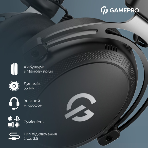 Фото - Гарнітура дротова ігрова GamePro Asgard Skald Origin Black (HS850B)