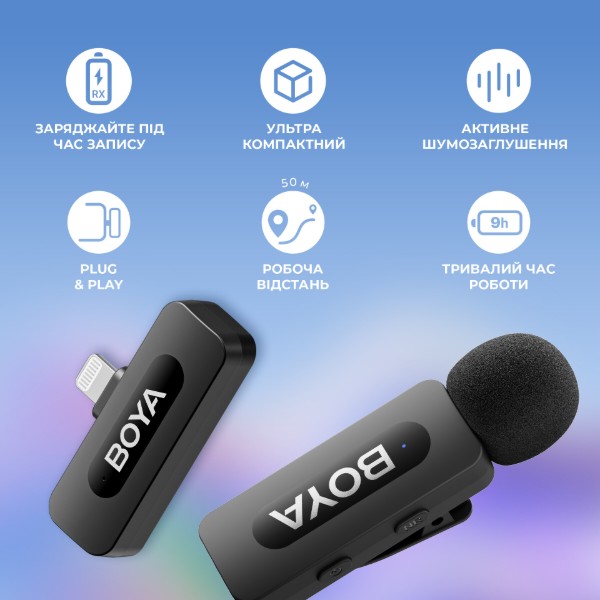 Фото - Мікрофон для смартфона Boya BY-V1 Lightning Black