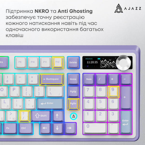 Фото - Клавіатура бездротова ігрова Ajazz AK980 V2 Gift Switch V2 Purple White Blue (AK980-V2-G-PWB)