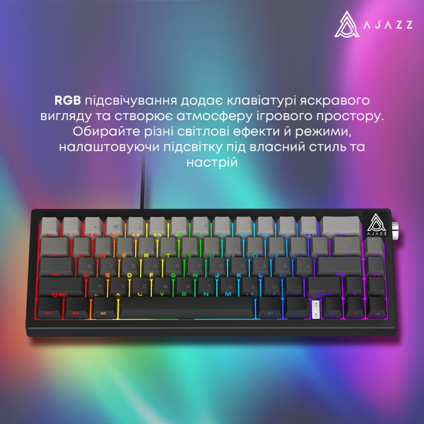Фото - Клавіатура дротова ігрова Ajazz AK650 Day Dream switches Gradient Black Gray (AK650-DD-BG)