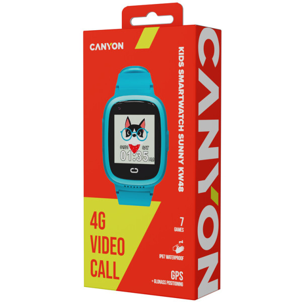 Фото - Детские часы Canyon Sunny KW-48 Video 4G GPS Games Music Blue (CNE-KW48BL)