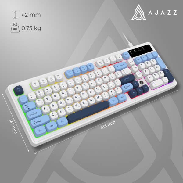 Фото - Клавиатура проводная игровая Ajazz AF98 Glacier Blue  (AF98-GB)