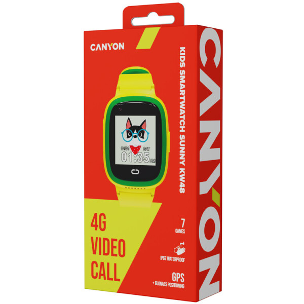 Фото - Дитячий годинник Canyon Sunny KW-48 Video 4G GPS Games Music Yellow/Green (CNE-KW48YG)