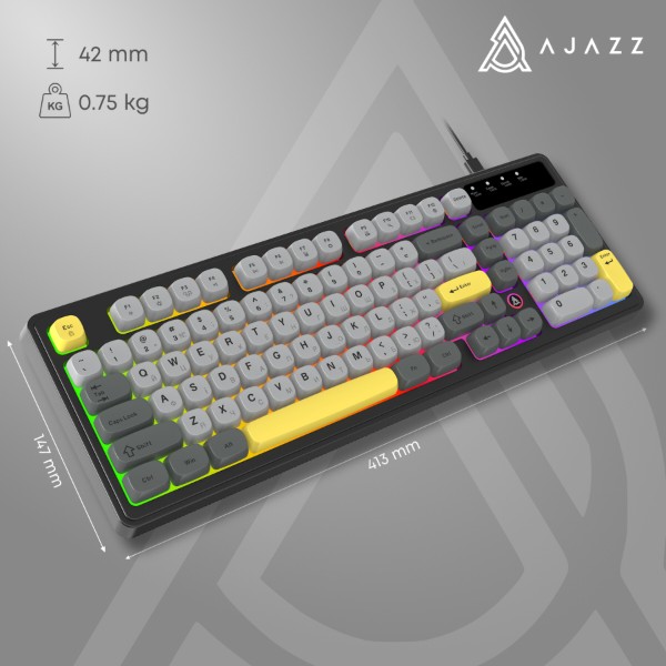 Фото - Клавиатура проводная игровая Ajazz AF98 Black Gray Yellow (AF98-BGY)