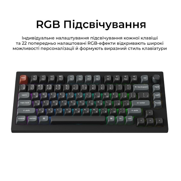 Фото - Клавиатура беспроводная Keychron V1 Ultra Red Switch Black RGB (V1U-D1-UA)