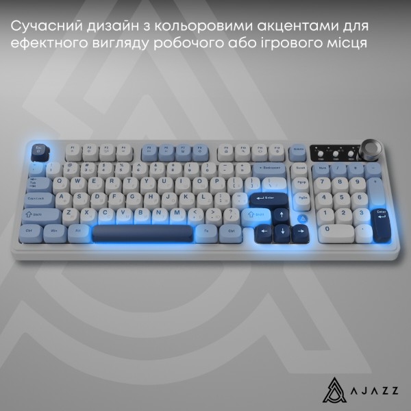 Фото - Клавиатура беспроводная игровая Ajazz AF98 PLUS Glacier Blue (AF98-PLUS-GB)