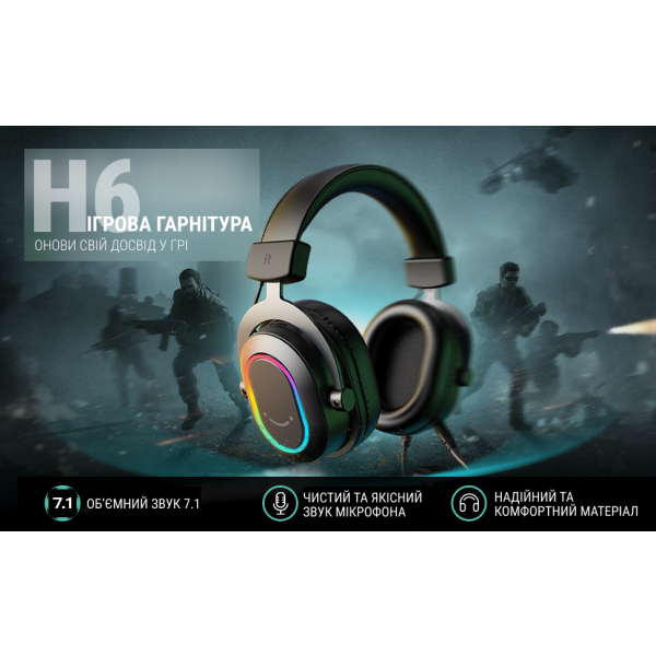 Фото - Гарнітура дротова ігрова Fifine Black RGB (H6)
