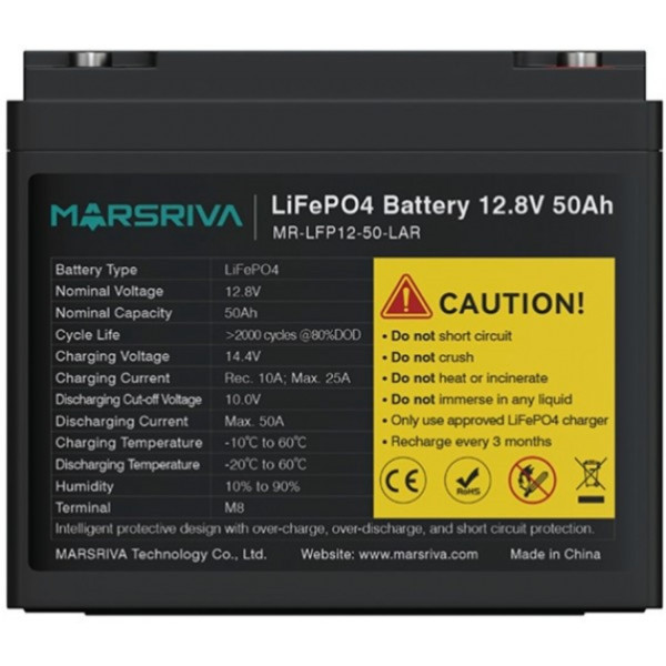 Фото - Акумулятор для ДБЖ Marsriva LiFePO4, 12,8 V/50Ah (MR-LFP12-50-LAR)