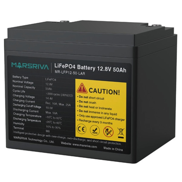 Фото - Акумулятор для ДБЖ Marsriva LiFePO4, 12,8 V/50Ah (MR-LFP12-50-LAR)