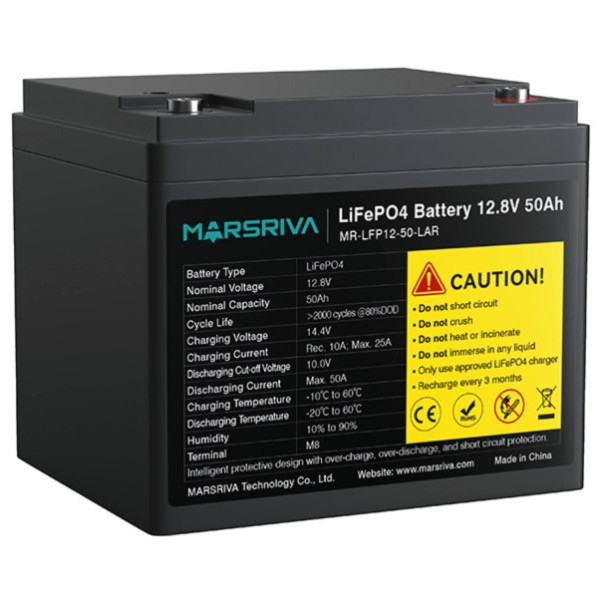 Фото - Акумулятор для ДБЖ Marsriva LiFePO4, 12,8 V/50Ah (MR-LFP12-50-LAR)