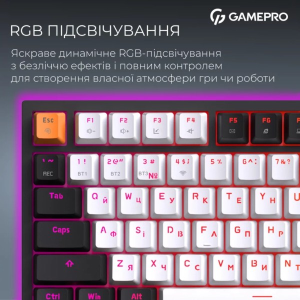 Фото - Клавиатура беспроводная игровая GamePro Asgard Valhalla QLAB Sakura Switch Bluetooth/2.4G/USB Black (MK160-B-QS-PRO)