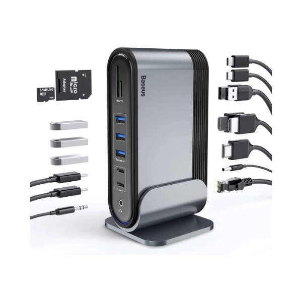 Фото - Хаб USB Baseus UnionJoy 17-Port Triple-Display Docking Station Space Grey (B00532304811-00)