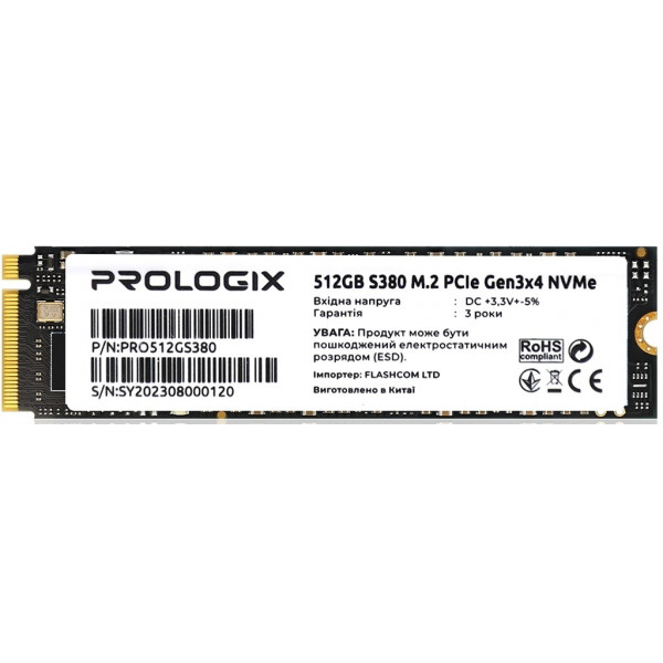 Фото - Уценка - SSD-накопитель внутренний ProLogix S380 M.2 2280 512GB PCIe 3.0 x4 NVMe TLC (PRO512GS380)
