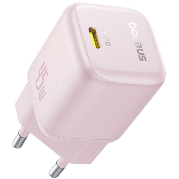 Фото - Мережевий зарядний пристрій Baseus PicoGo GaN Fast Charger 1C 45W EU Baby Pink (P10176800413-00)