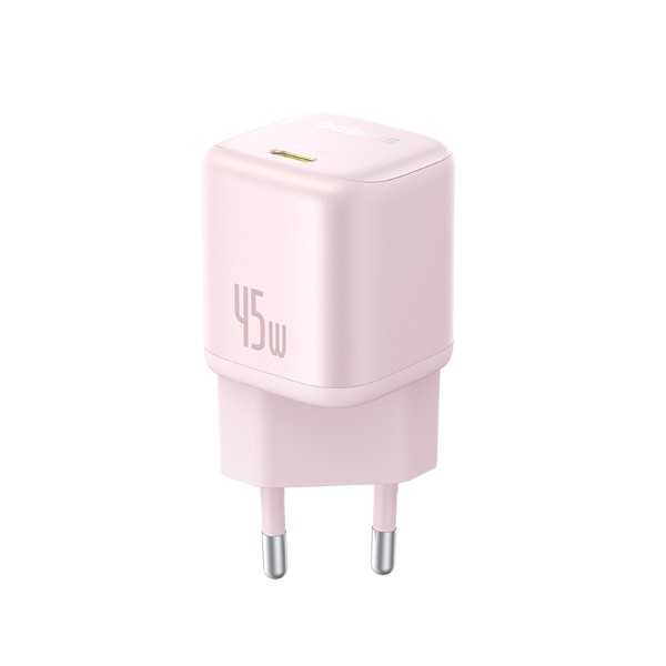 Фото - Мережевий зарядний пристрій Baseus PicoGo GaN Fast Charger 1C 45W EU Baby Pink (P10176800413-00)